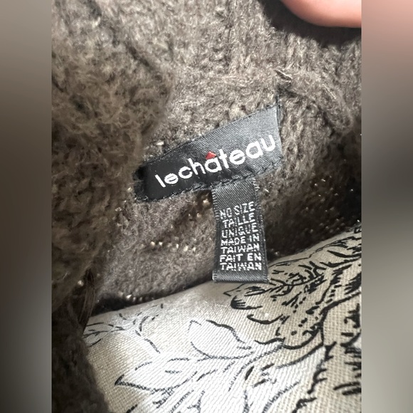 Le Château Brown Button Up Fringed Knit Shrug Poncho No Size - Picture 6 of 6